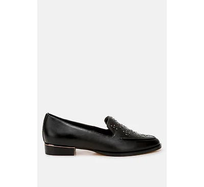 Gabassi Studded Genuine Leather Loafers