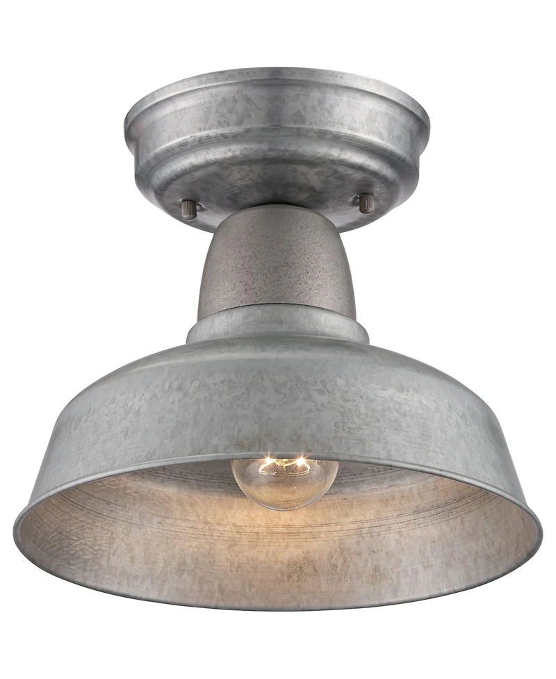 John Timberland Urban Barn Rustic Industrial Farmhouse Semi Flush Mount Outdoor Ceiling Light Galvanized Metal 8 3/4" for Post Exterior Barn Deck