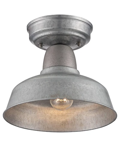 John Timberland Urban Barn Rustic Industrial Farmhouse Semi Flush Mount Outdoor Ceiling Light Galvanized Metal 8 3/4" for Post Exterior Barn Deck