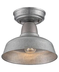John Timberland Urban Barn Rustic Industrial Farmhouse Semi Flush Mount Outdoor Ceiling Light Galvanized Metal 8 3/4" for Post Exterior Barn Deck