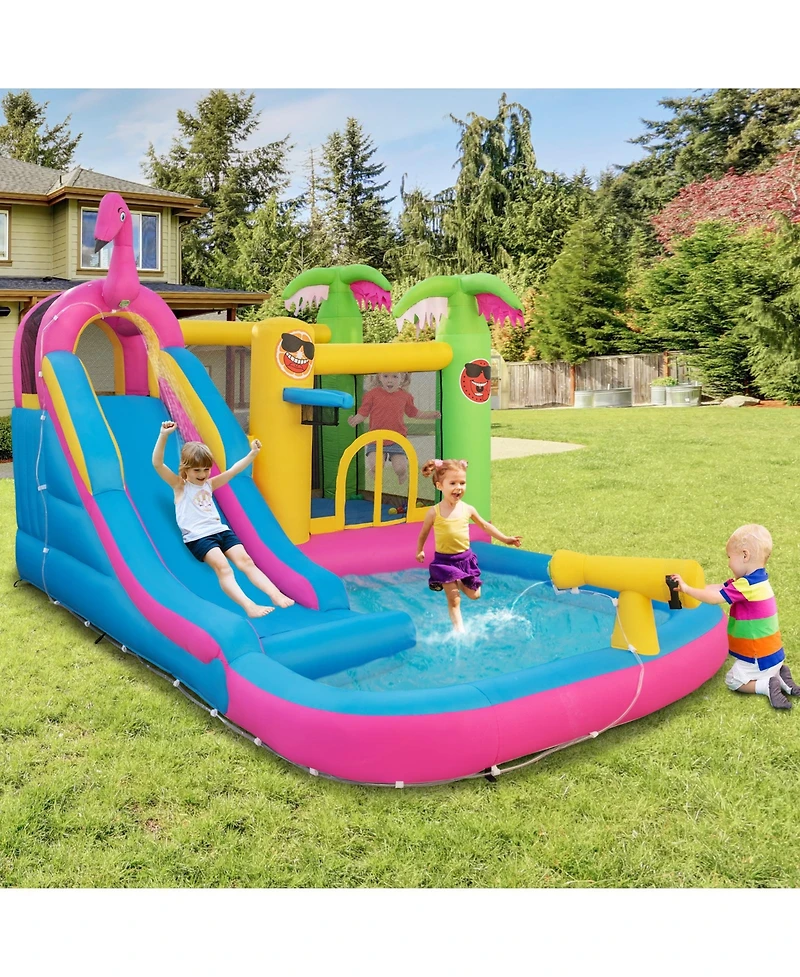 Sugift Inflatable Bounce Castle with Long Water Slide and 735W Blower
