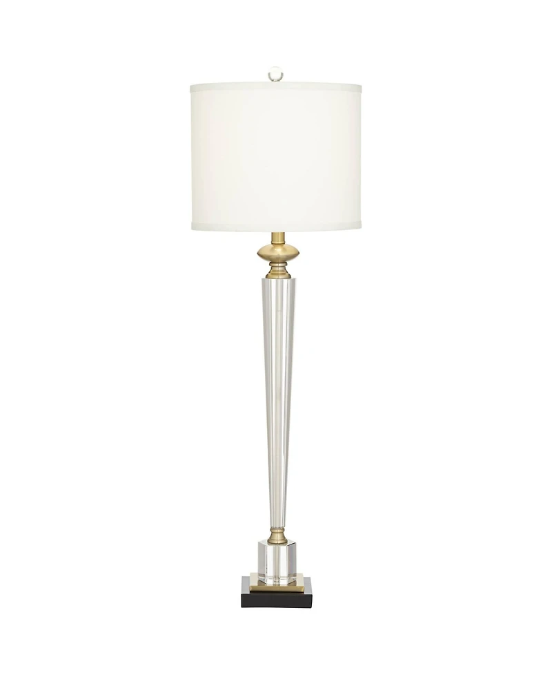 Vienna Full Spectrum Lana Modern Table Lamp 38 1/2" Tall Clear Crystal Glass Column White Drum Shade for Bedroom Living Room Bedside Nightstand O