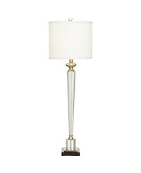 Vienna Full Spectrum Lana Modern Table Lamp 38 1/2" Tall Clear Crystal Glass Column White Drum Shade for Bedroom Living Room Bedside Nightstand O