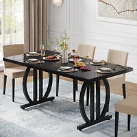 Tribesigns Executive Desk, 63 inch Large Modern Computer Desk with Metal Geometric Base, Conference Table for 4-6 People