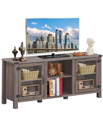 Gymax Tv Stand Entertainment Center for Tv's up to 65'' w/ Storage Cabinets Deep Taupe