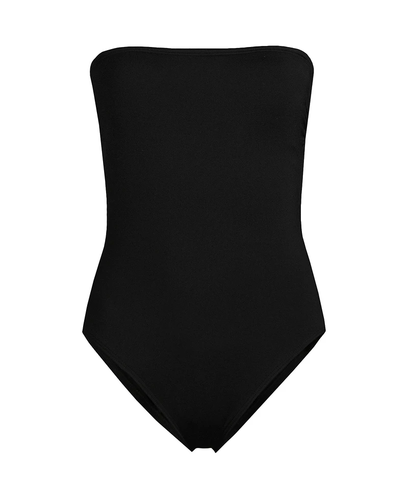 Lands' End Women's Chlorine Resistant Bandeau High Leg Strappy One Piece Swimsuit