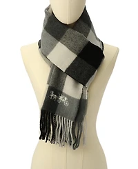 Coach Women's Wool Checkered Fringe-Trim Scarf
