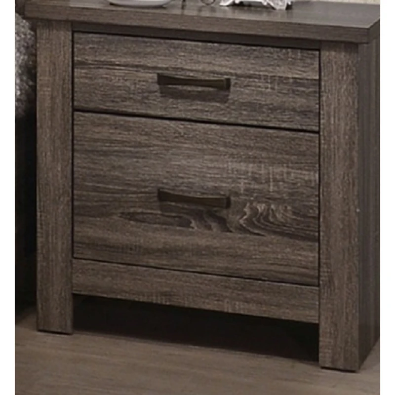 Simplie Fun Natural Finish Striking Wooden Nightstand Bedside Table 2X Drawers Storage Bedroom Furniture