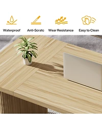 Tribesigns 62" Executive Desk, Large Computer Office Desk with Double Pedestal, Modern Simple Style Natural Wood Top Rectangle Writing Desk
