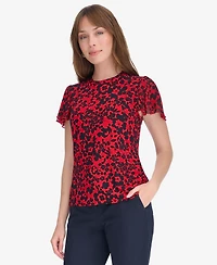 Tommy Hilfiger Women's Short Sleeve Blouse with Butterfly Sleeves