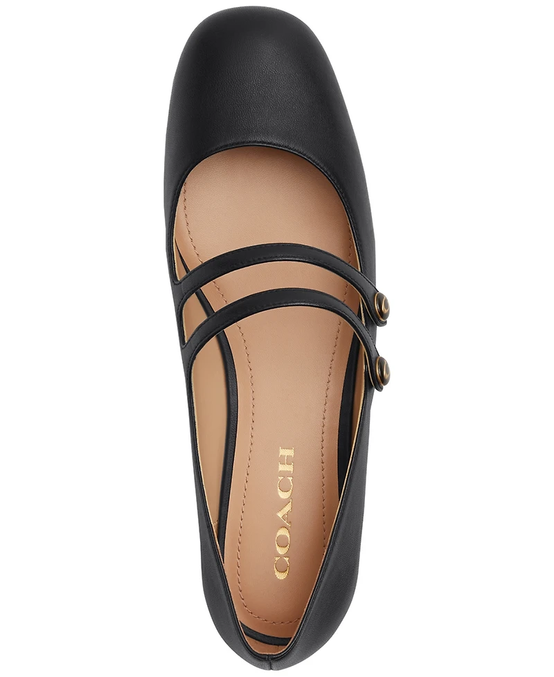Coach Women's Winley Double Buckle Mary Jane Ballet Flats