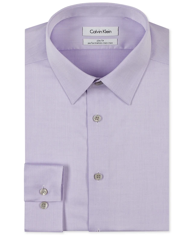 men's slim-fit non-iron herringbone dress shirt Calvin Klein Men's Dress Shirt Slim Fit Non-iron Herringbone 17" Neck 36"-37" Sleeve Black
