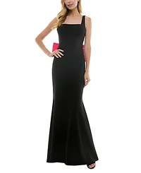 City Studios Juniors' Square-Neck Sleeveless Bow-Drape Gown
