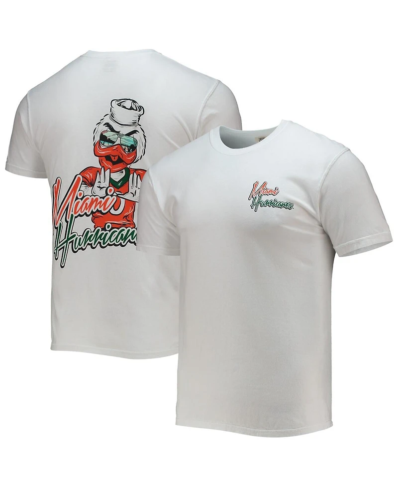Image One Men's White Miami Hurricanes Mascot Bandana T-Shirt