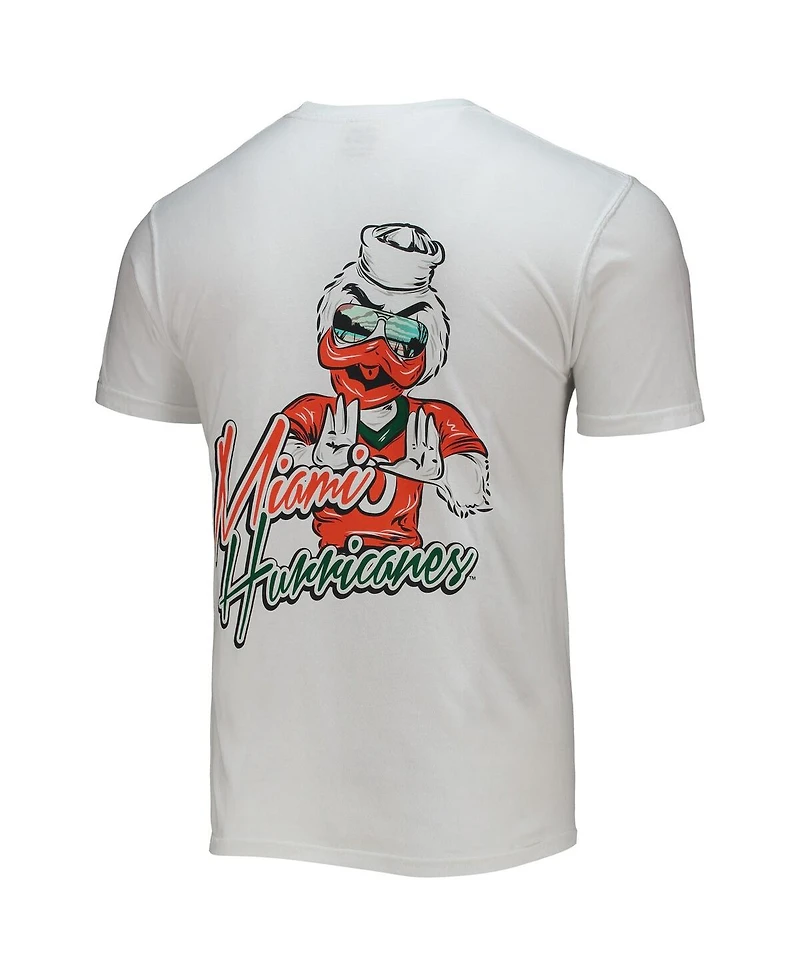 Image One Men's White Miami Hurricanes Mascot Bandana T-Shirt