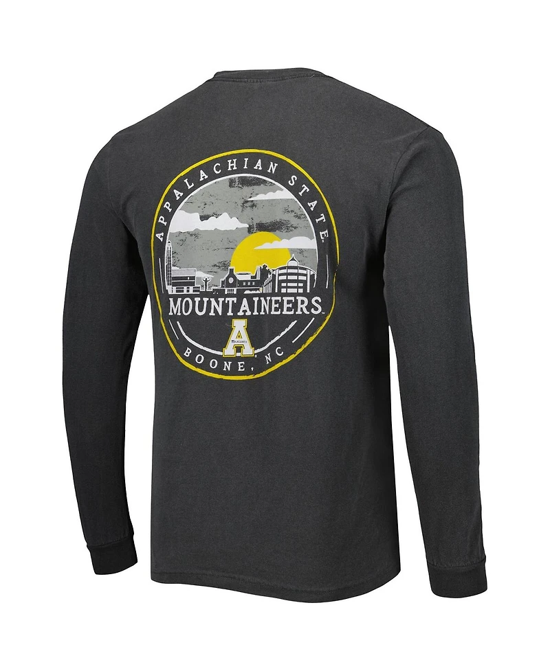 Image One Men's Black Appalachian State Mountaineers Circle Campus Scene Long Sleeve T-Shirt