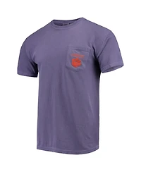 Image One Men's Purple Clemson Tigers Circle Scene Comfort Colors Pocket T-Shirt