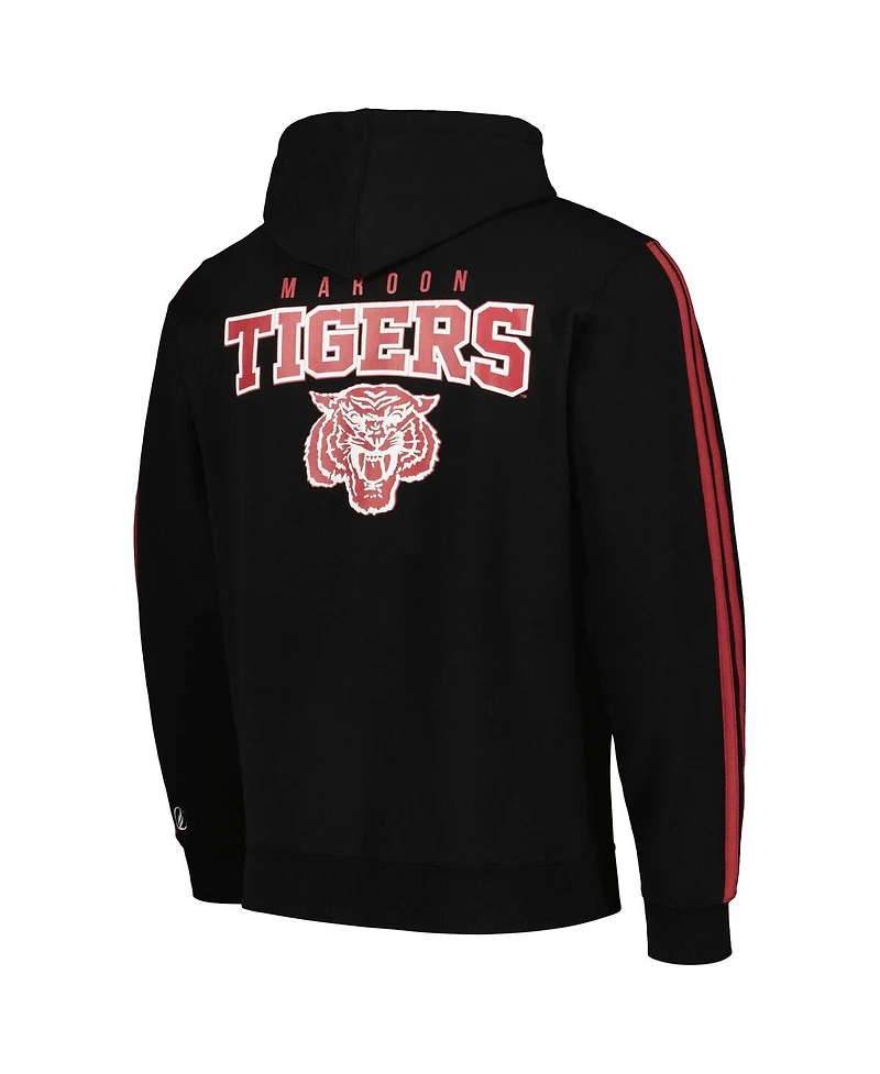 Fisll Men's Black Morehouse Maroon Tigers Oversized Stripes Pullover Hoodie