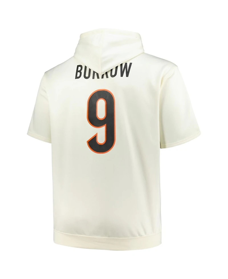 Fanatics Men's Joe Burrow Cream Cincinnati Bengals Big Tall Short Sleeve Hoodie T-Shirt