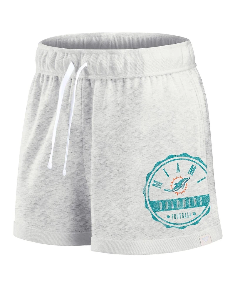 Fanatics Women's Oatmeal Miami Dolphins vintage-like Badge Shorts