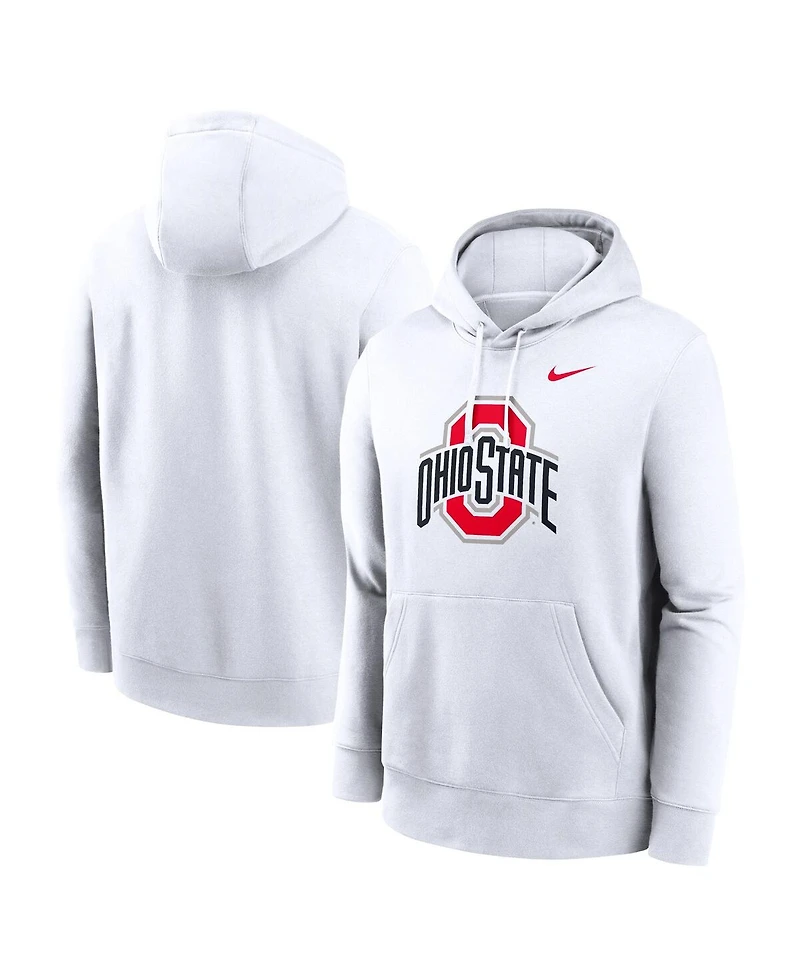 Nike Men's White Ohio State Buckeyes Primetime Evergreen Club Fleece Pullover Hoodie