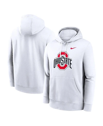 Nike Men's White Ohio State Buckeyes Primetime Evergreen Club Fleece Pullover Hoodie