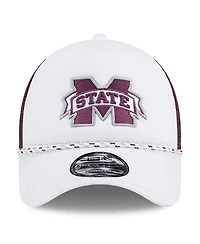 New Era Men's White/Maroon Mississippi State Bulldogs Court Sport Foam A-Frame 9FORTY Adjustable Trucker Hat
