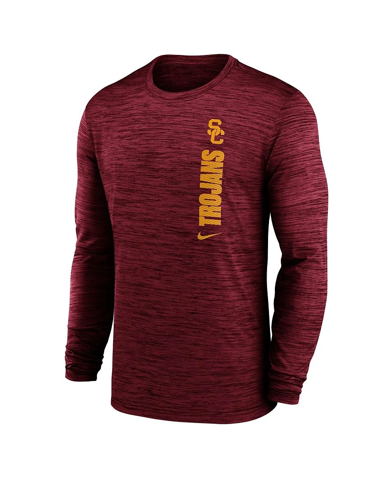 Nike Men's Cardinal Usc Trojans 2024 Sideline Velocity Performance Long Sleeve T-Shirt