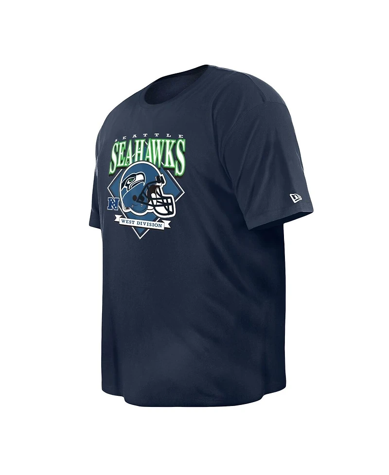New Era Men's College Navy Seattle Seahawks Big Tall Helmet Historic Mark T-Shirt
