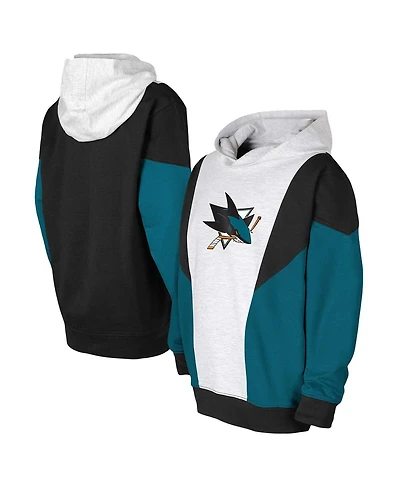 Outerstuff Big Boys and Girls Ash/Black San Jose Sharks Champion League Fleece Pullover Hoodie