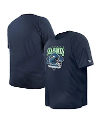 New Era Men's College Navy Seattle Seahawks Big Tall Helmet Historic Mark T-Shirt