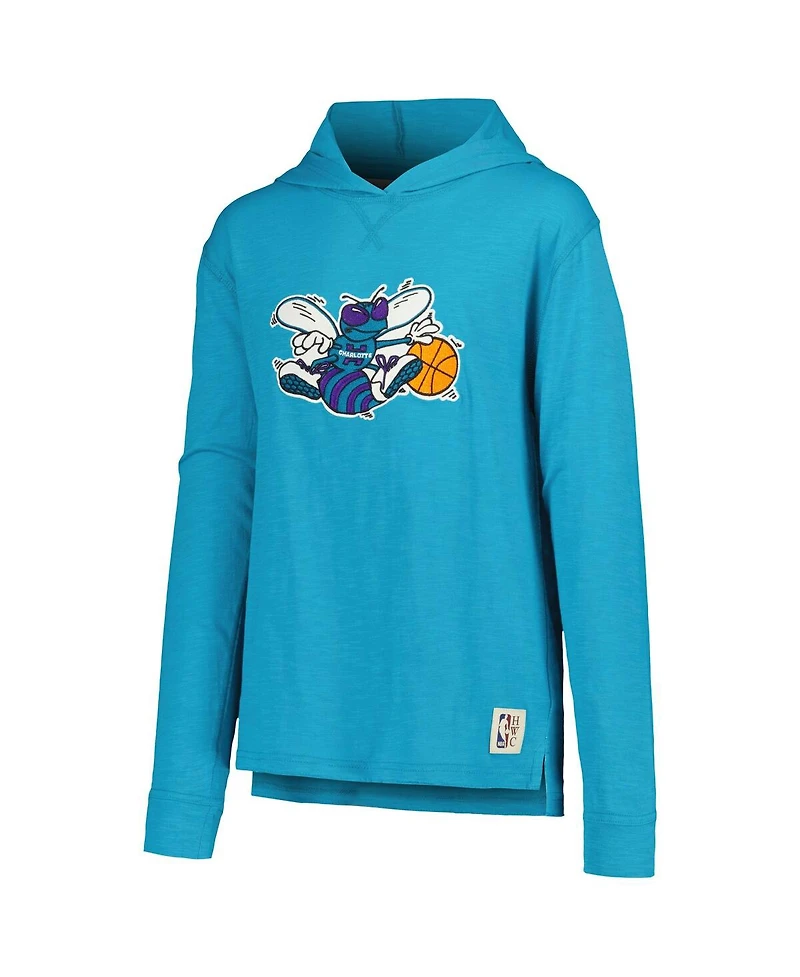 Mitchell & Ness Big Boys and Girls Teal Charlotte Hornets Hardwood Classics Legendary Slub Lightweight Pullover Hoodie