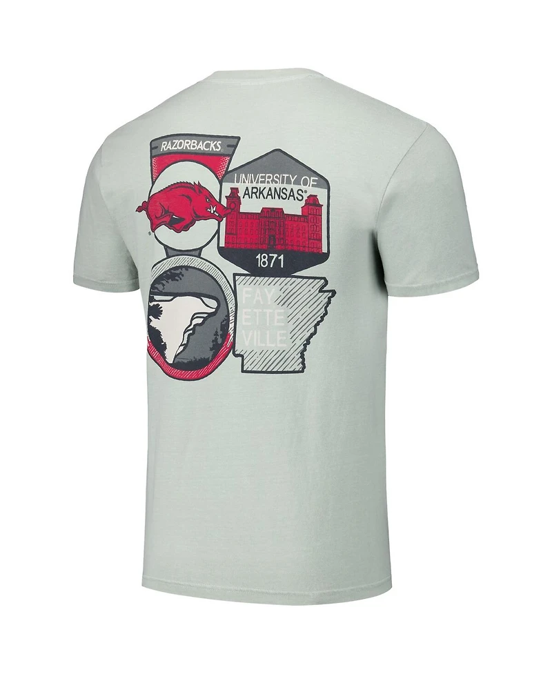 Image One Men's and Women's Gray Arkansas Razorbacks Hyper Local Campus Patches T-Shirt