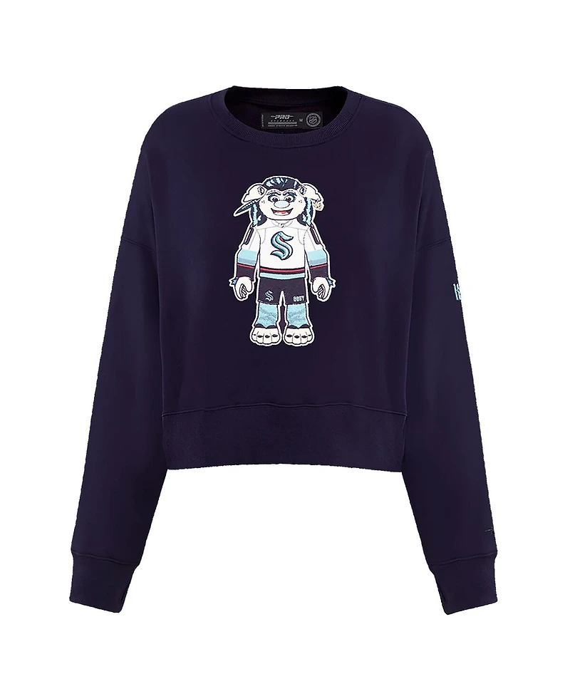 Pro Standard Women's Deep Sea Blue Seattle Kraken Mascot Crewneck Pullover Sweatshirt