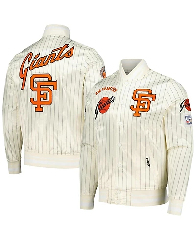 Pro Standard Men's Cream San Francisco Giants Cooperstown Collection Pinstripe Retro Classic Satin Full-Snap Jacket