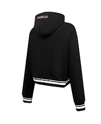 Pro Standard Women's Black Florida State Seminoles Script Tail Fleece Cropped Pullover Hoodie