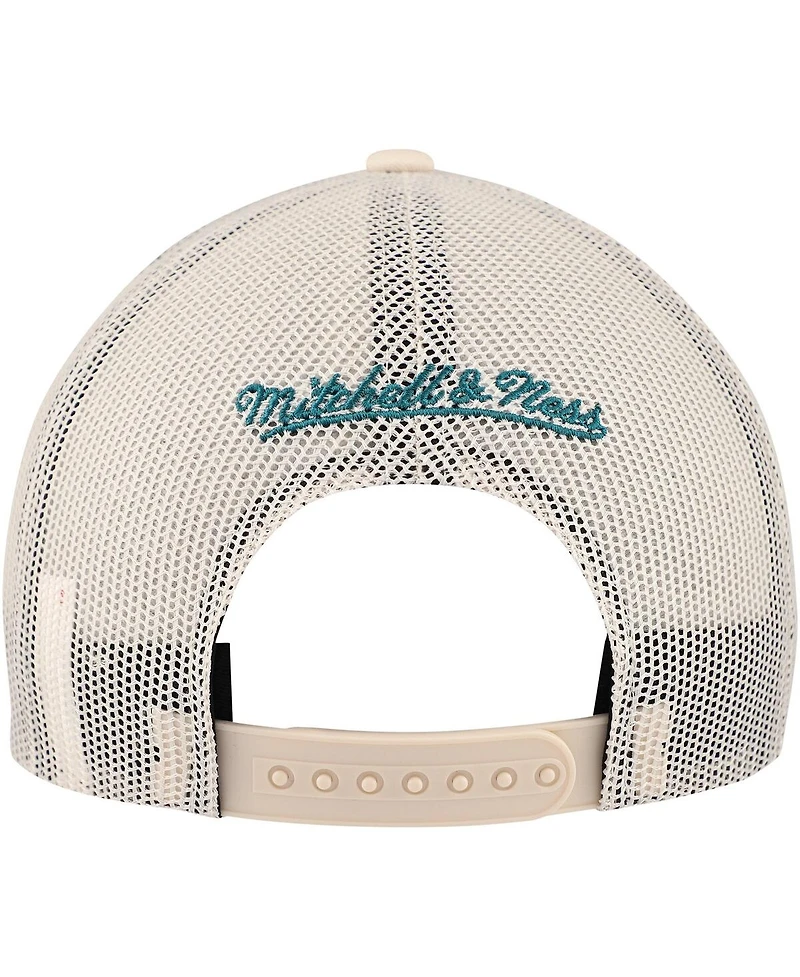 Mitchell & Ness Men's Cream San Jose Sharks Foam Front Trucker Adjustable Hat