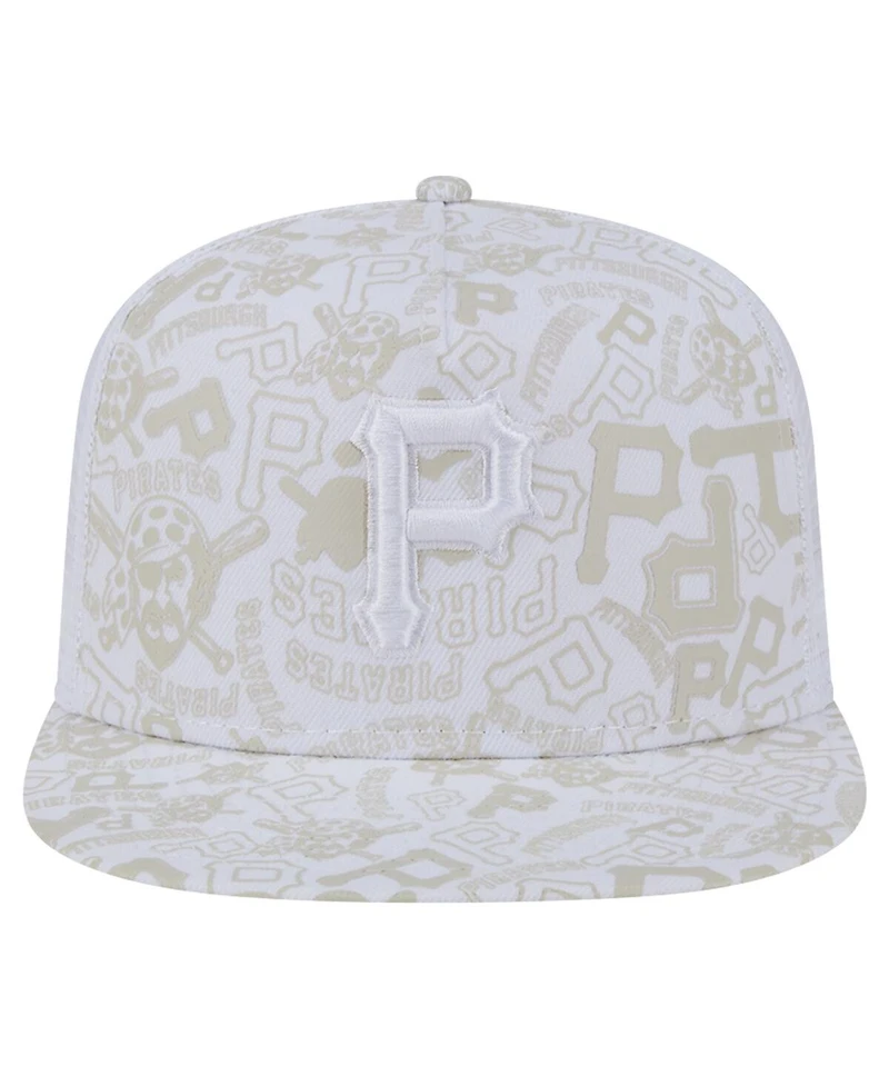 New Era Men's White Pittsburgh Pirates Logo Dunes A-Frame Trucker 9FIFTY Snapback Hat