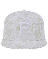 New Era Men's White Pittsburgh Pirates Logo Dunes A-Frame Trucker 9FIFTY Snapback Hat