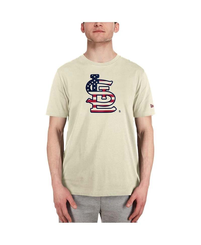 New Era Men's Cream St. Louis Cardinals Americana Flag Fill T-Shirt