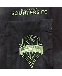 The Wild Collective Men's Black Seattle Sounders Fc Abstract Cloud Button-Up Shirt