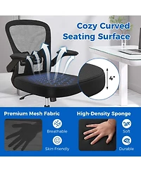 Ergonomic Office Chair with Flip-Up Armrests Rocking Backrest Computer Desk Chair