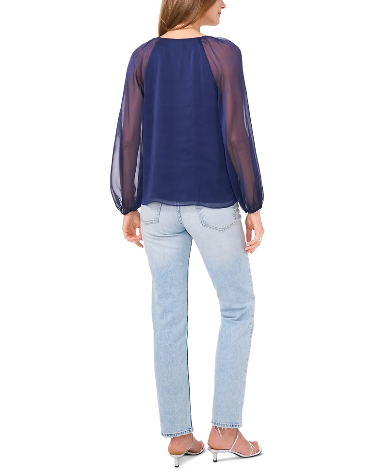 1.state Women's Chiffon-Sleeve V-Neck Blouse