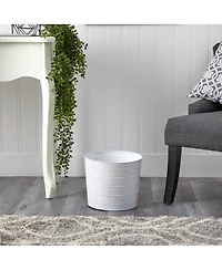 Slickblue 12" Farmhouse White Metal Ribbed Planter