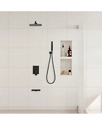Boyel Living 1-Spray Patterns with 2 Gpm 12 in. Wall Mount Dual Shower Heads with Tub Spout and Pressure Balance Valve in Matte Black