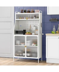 Costway 5-tier Metal Kitchen Bakers Rack with Pegboard 8 Hooks 5-position Adjustable Shelf