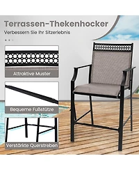 Slickblue Outdoor Counter Stools Set of 2 Heavy-Duty Barstools with Footrest and Armrests