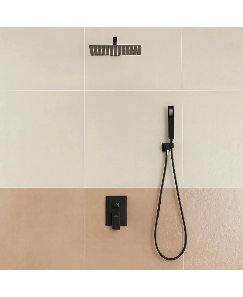 Boyel Living 1-Spray Patterns with 2.5 Gpm 12 in. Wall Mount Dual Shower Heads with Pressure Balance Valve