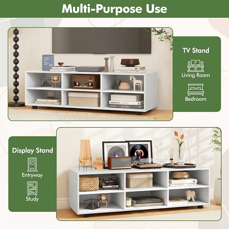 Gymax Tv Cabinet for 50-Inch Tv 42'' Tv Stand w/ 3 Adjustable Shelves Grommet & Cable Hole