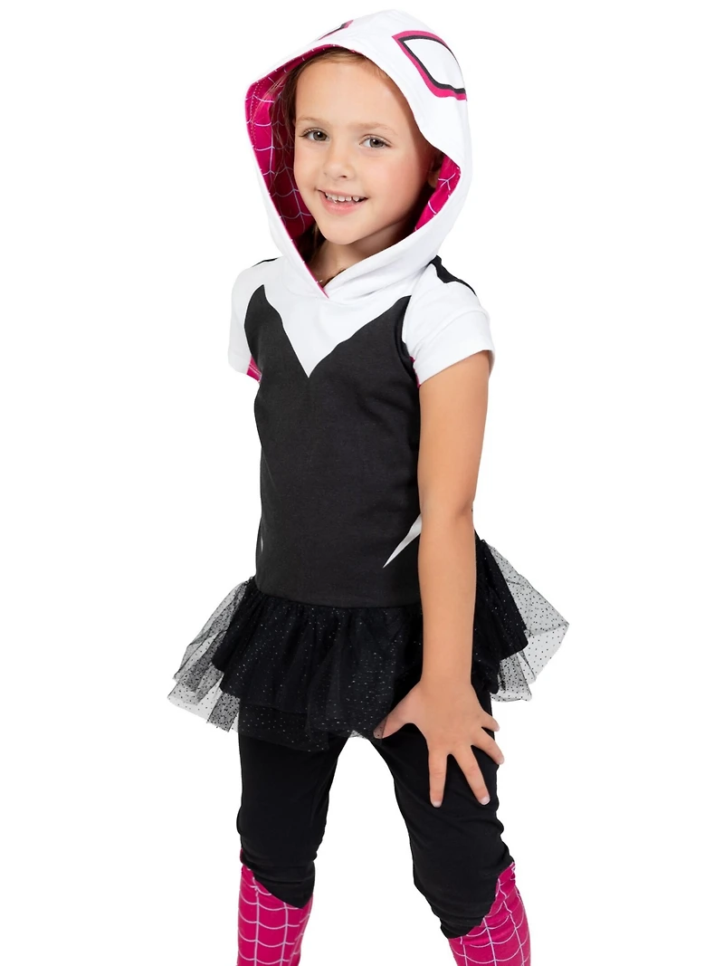 Spider-Man Little Girls Marvel Cosplay T-Shirt Dress and Leggings Outfit Set